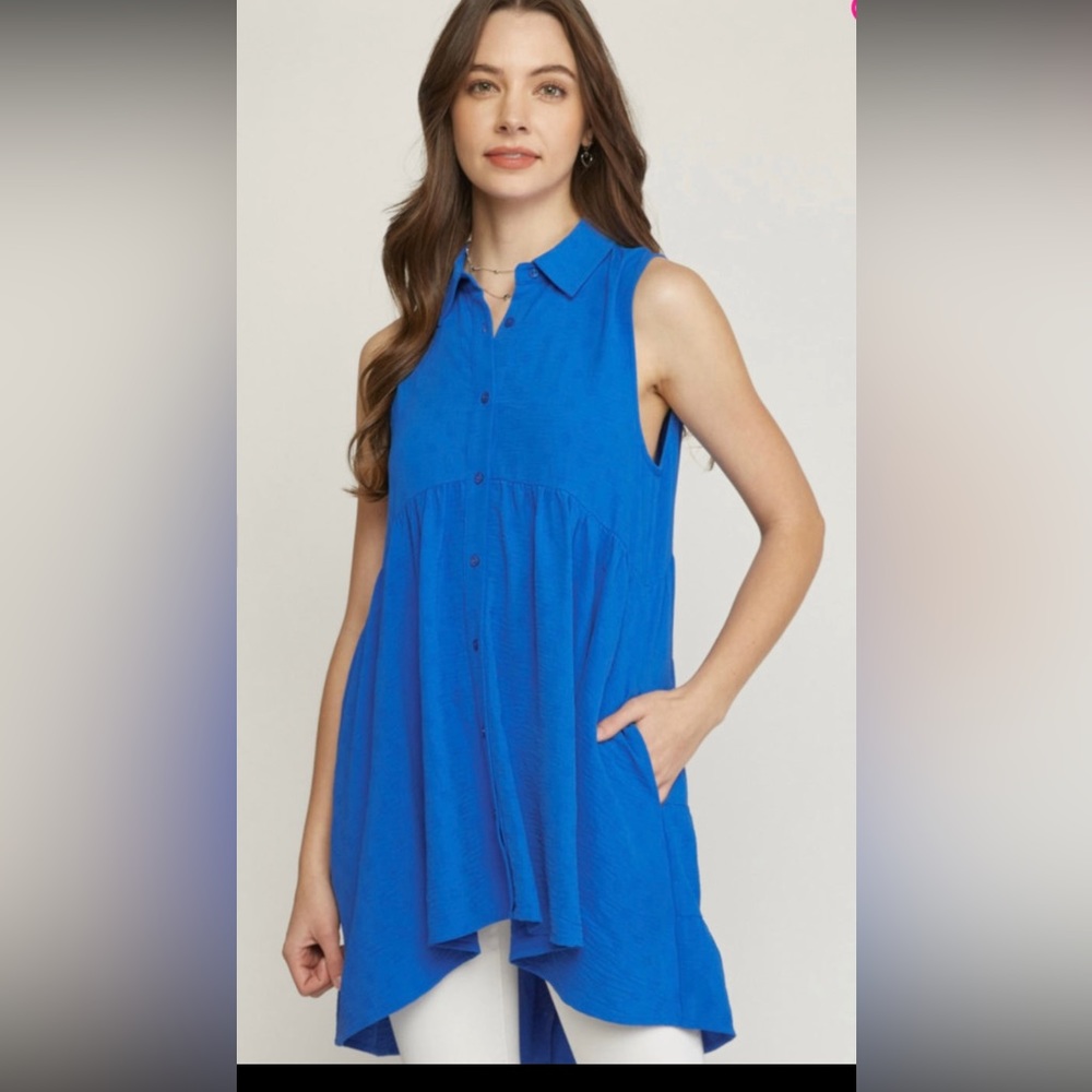 Blue Sleeveless Top